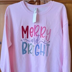 Boutique Jerzees Pink 'Merry and Bright' Sweatshirt
